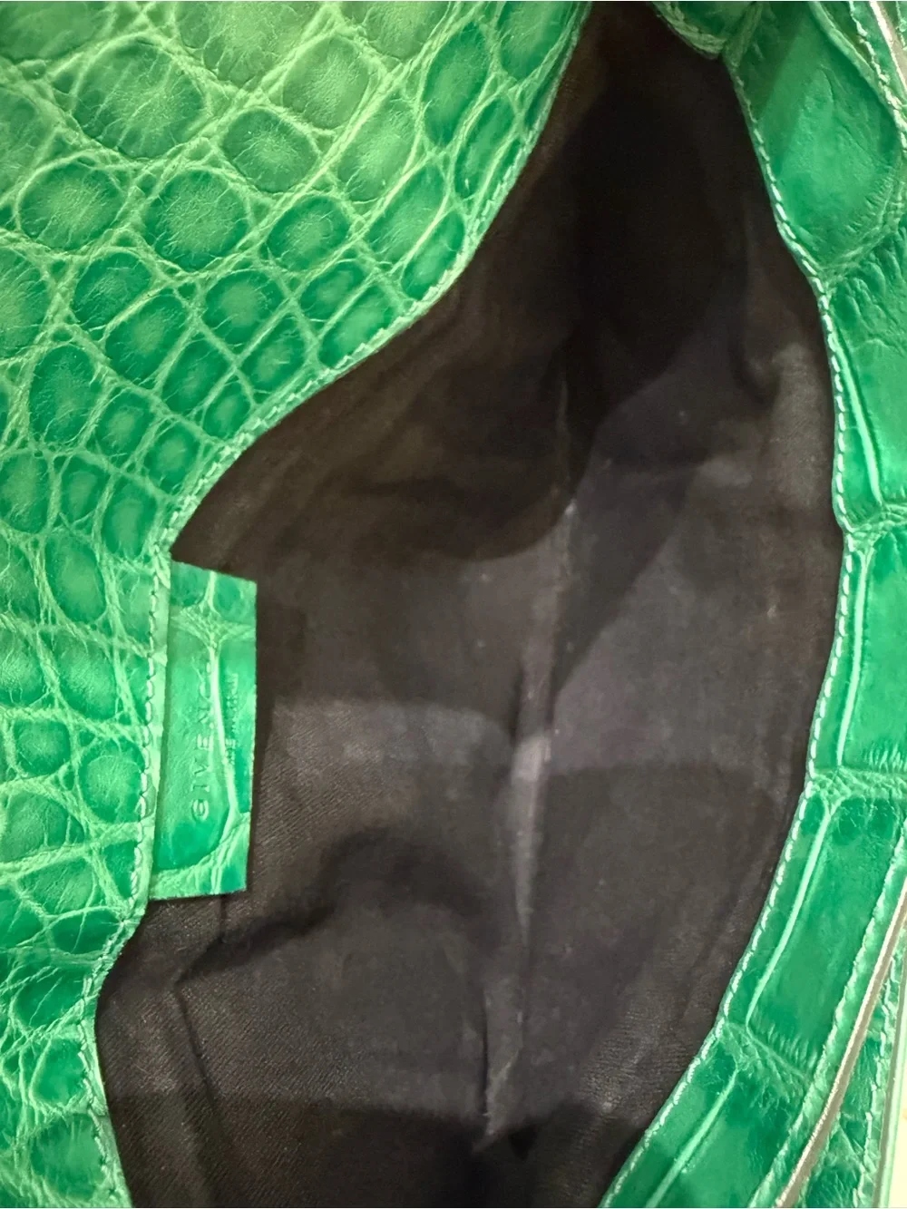 Givenchy Emerald Green Croc-Embossed Leather Envelope Clutch